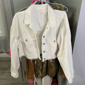 cropped white denim jacket